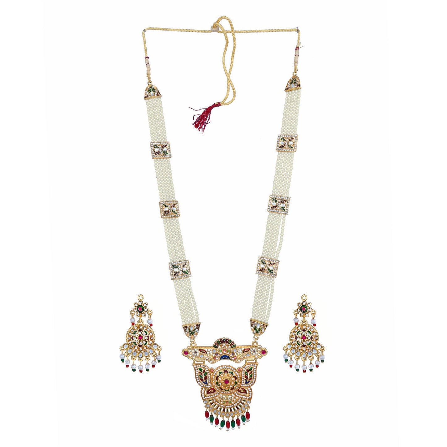 Traditional Gold Plated American Diamond Work Long set Rani Haar