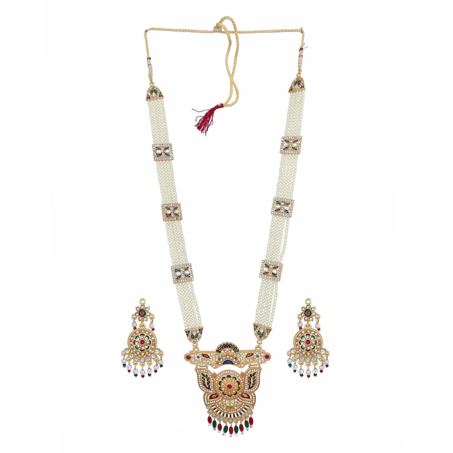 Traditional Gold Plated American Diamond Work Long set Rani Haar