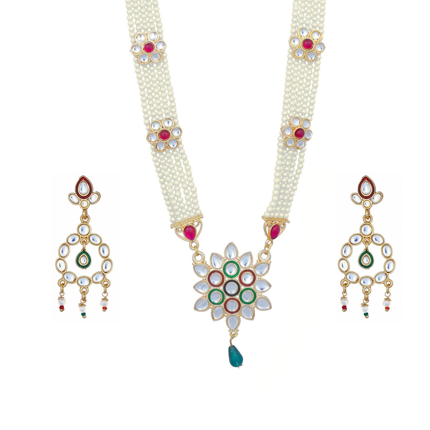 Traditional Gold Plated American Diamond Work Long set Rani Haar