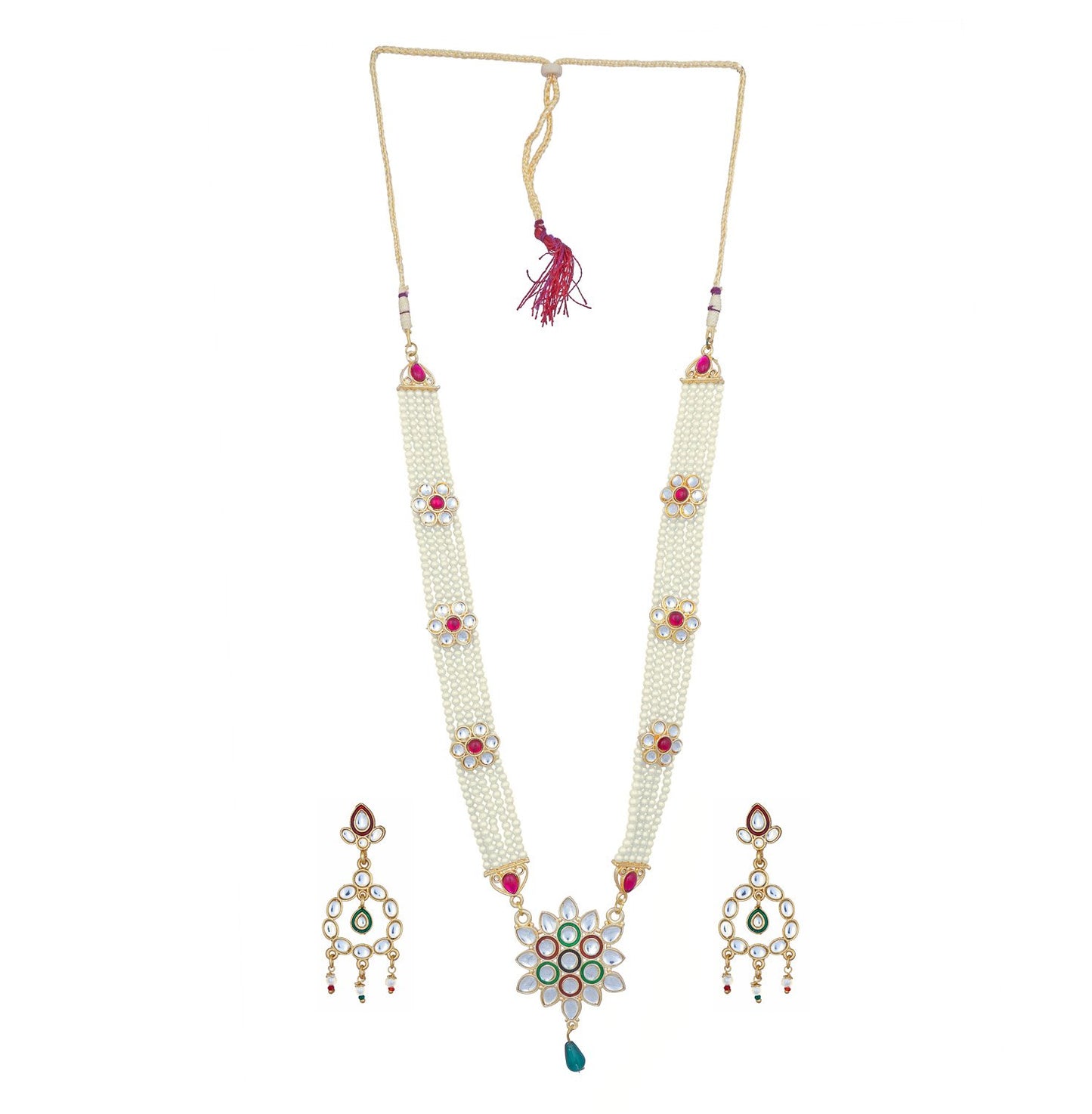 Traditional Gold Plated American Diamond Work Long set Rani Haar