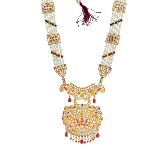 Traditional Gold Plated American Diamond Work Long set Rani Haar