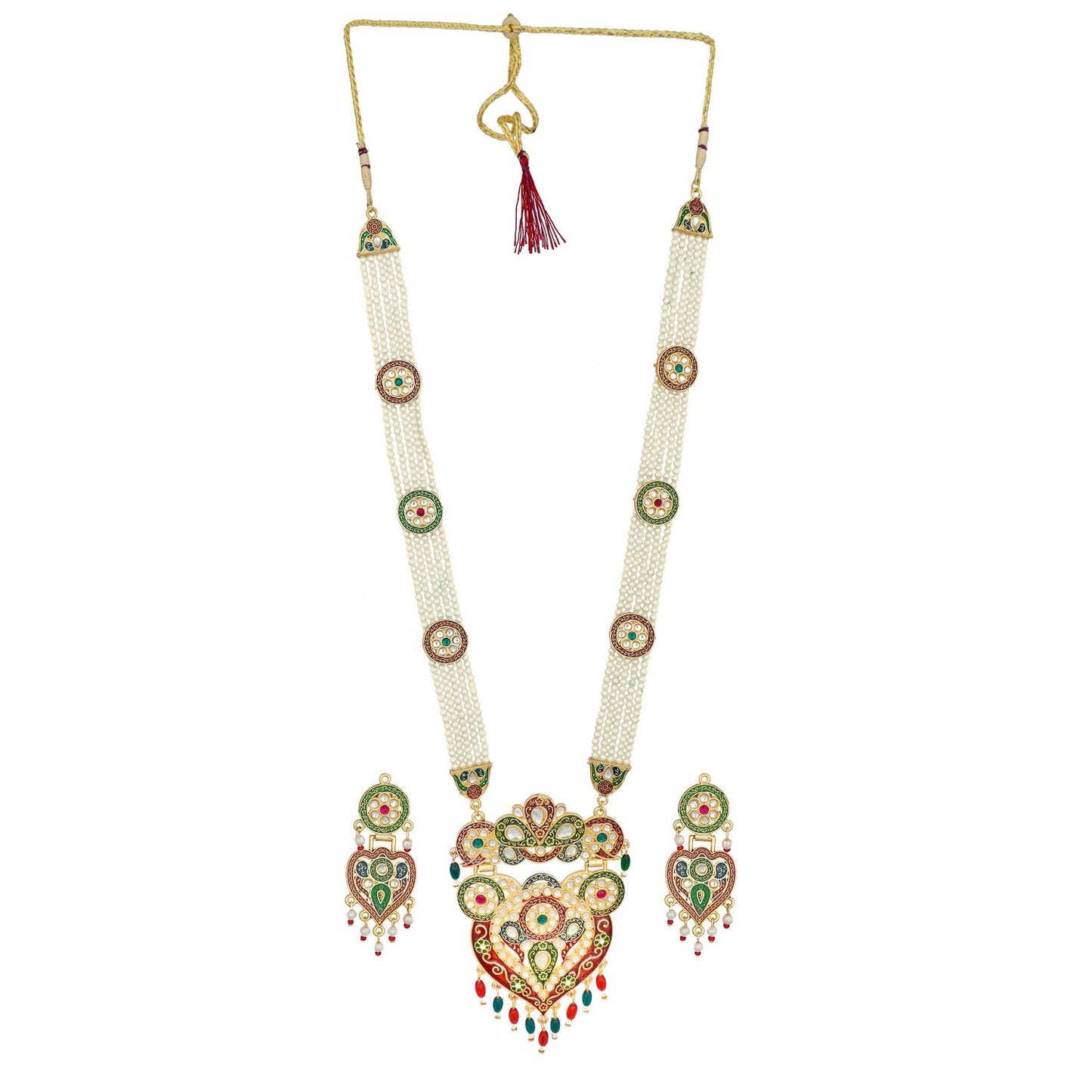 Traditional Gold Plated American Diamond Work Long set Rani Haar