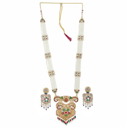 Traditional Gold Plated American Diamond Work Long set Rani Haar