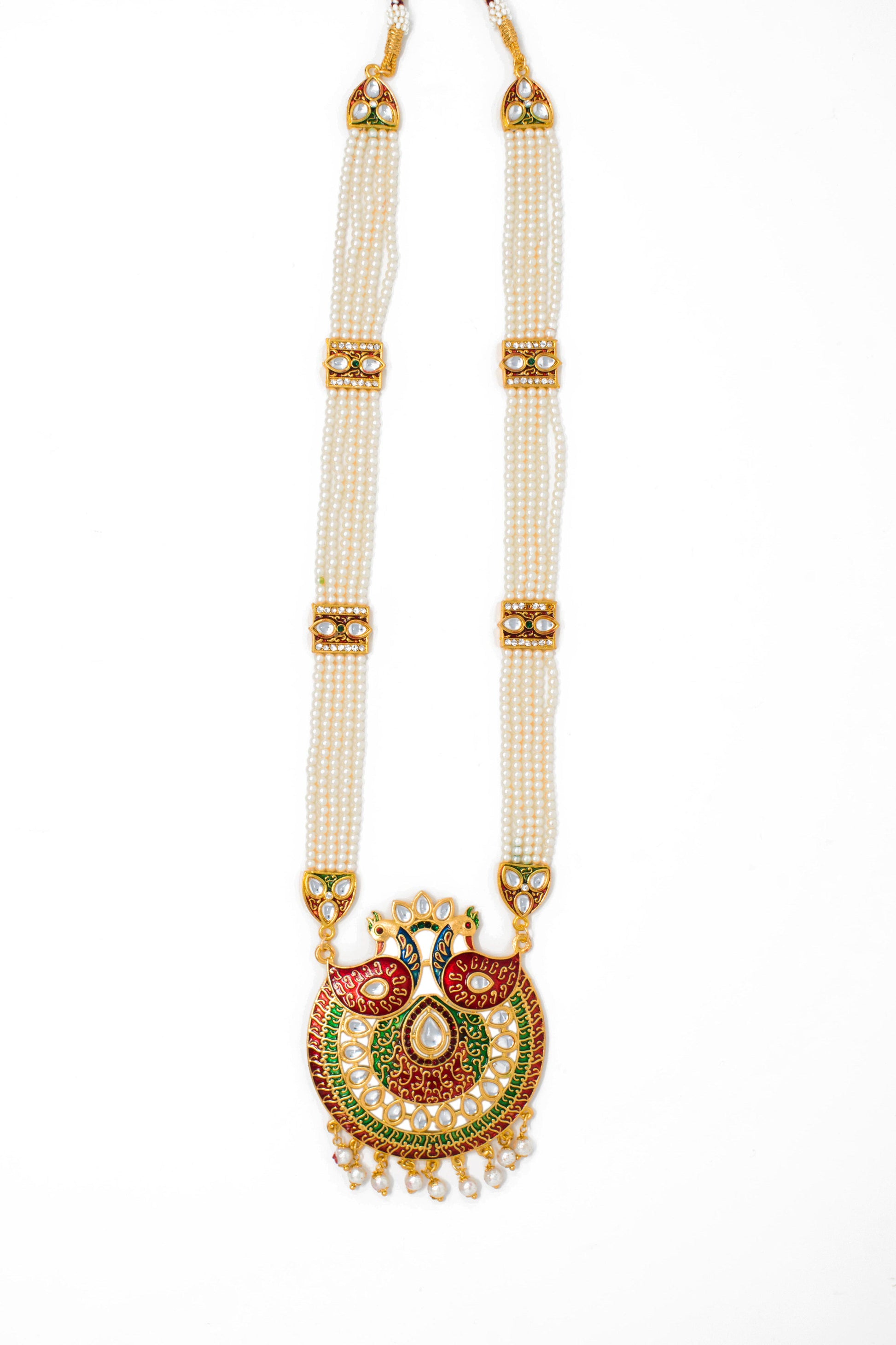 Lavish Gold Plated Meenakari Work Long set with Moti Mala Chain