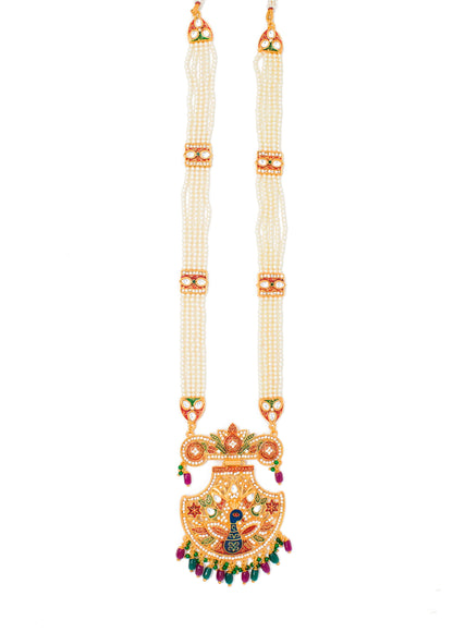 Attractive Gold Plated Meenakari and AD Work Long set with Moti Mala Chain