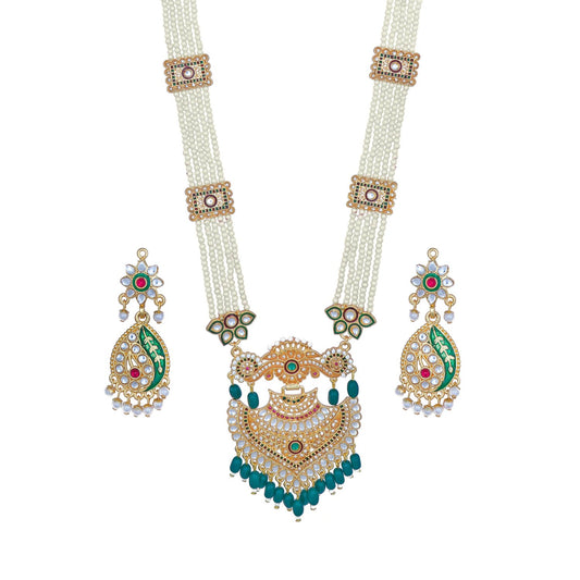 Traditional Gold Plated American Diamond Work Long set Rani Haar