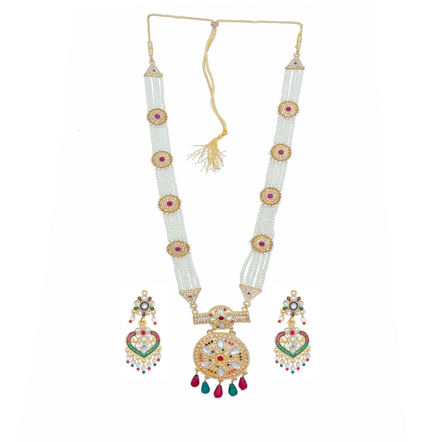 Traditional Gold Plated American Diamond Work Long set Rani Haar