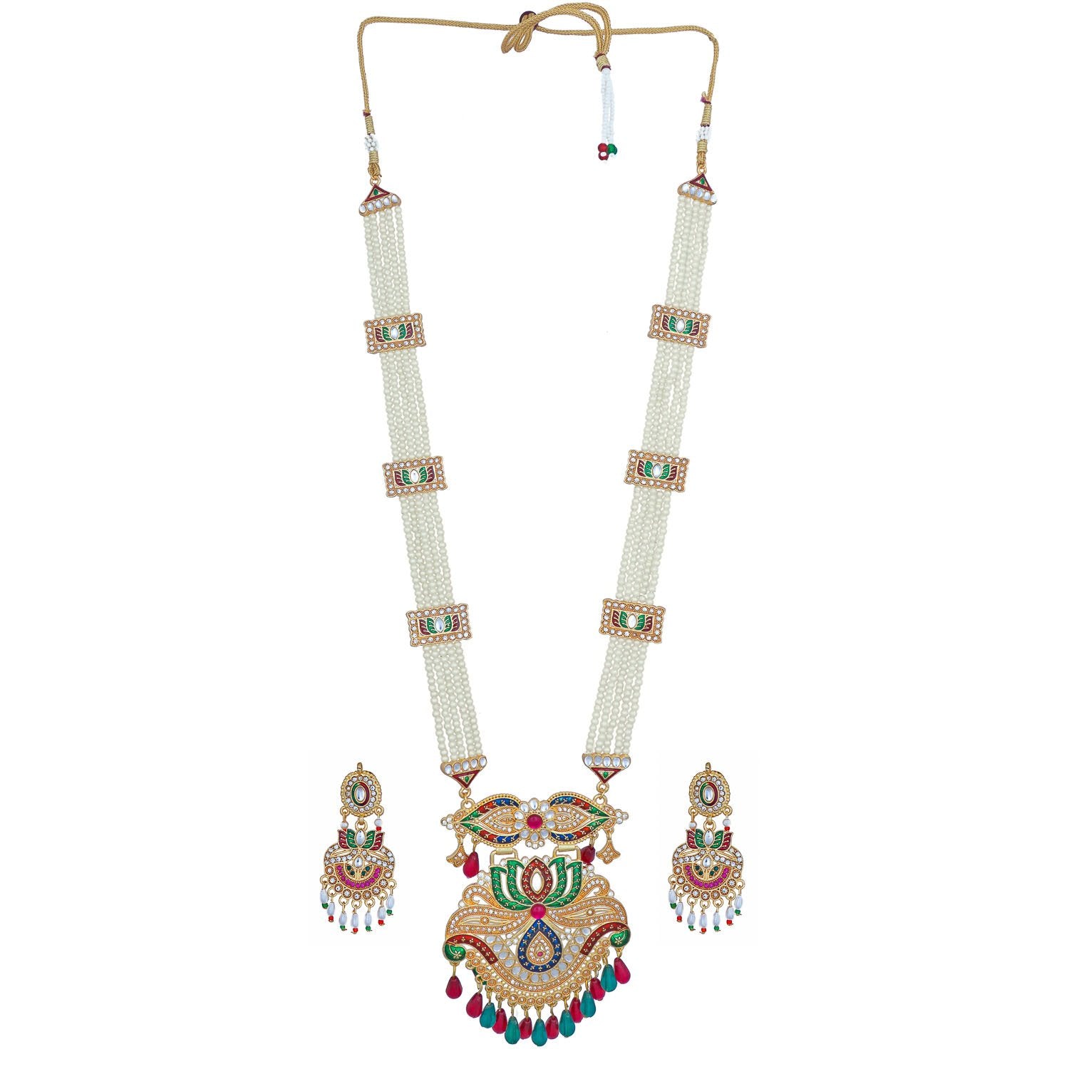 Traditional Gold Plated American Diamond Work Long set Rani Haar