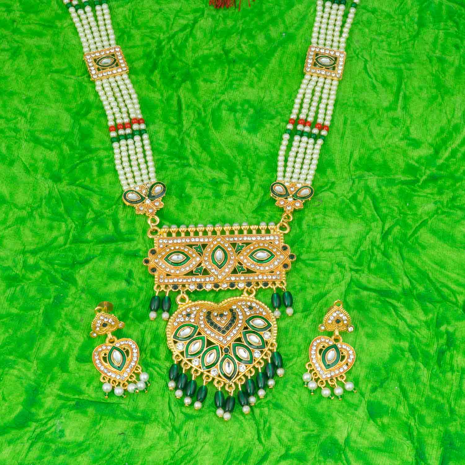 Traditional Gold Plated American Diamond Work Long set Rani Haar