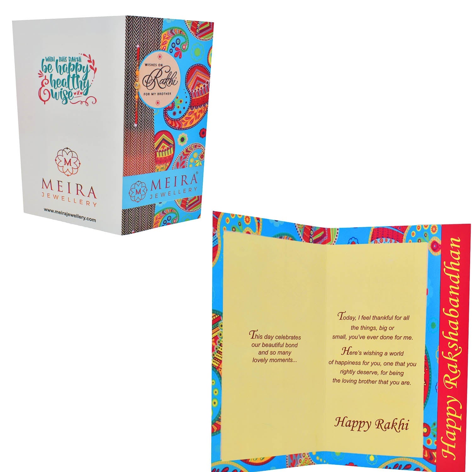 Flower shape Kundan with Pearls Rakhi with Set of 3 Roli Chaval and Rakshabandhan Gift Card For Men n Boys