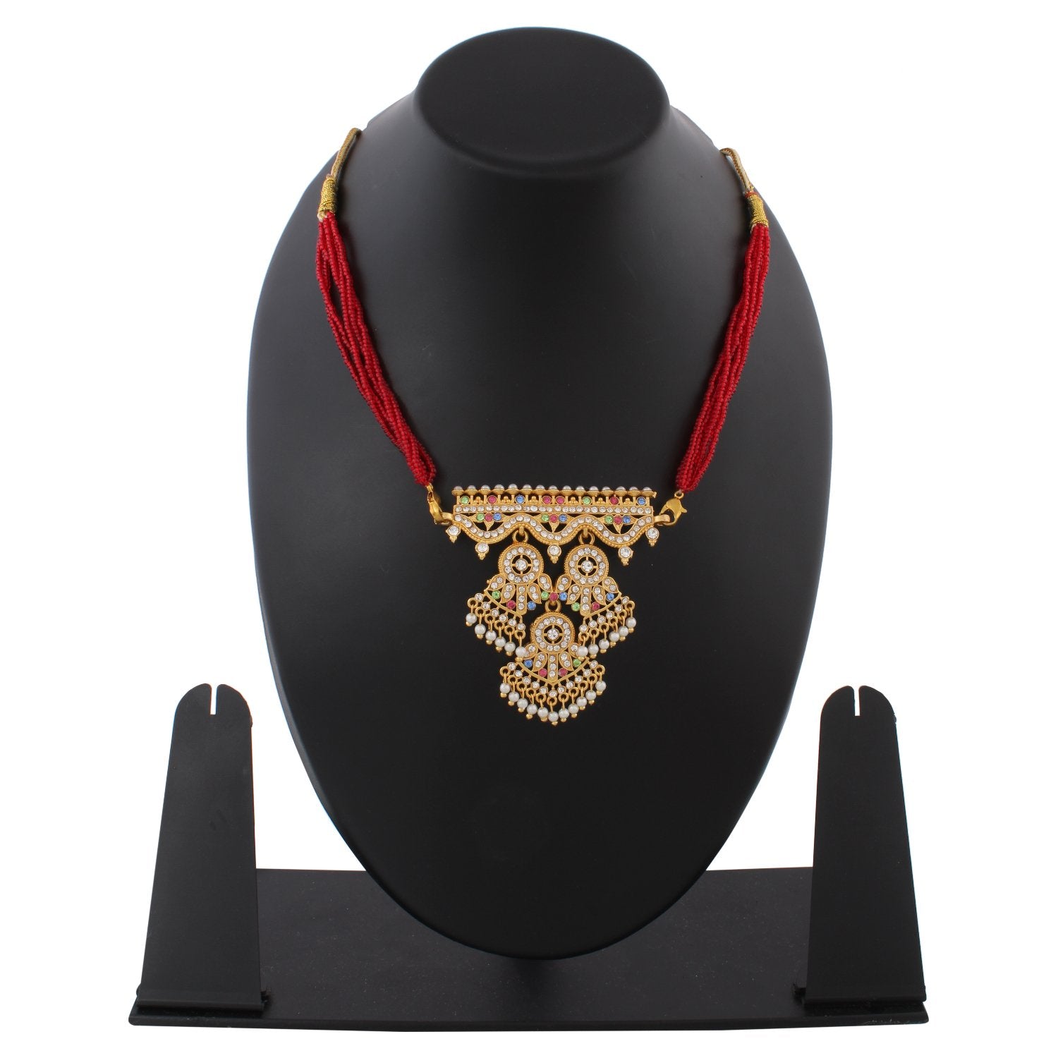 Indian Jewellery from Meira Jewellery:Rajasthani Jewellery,Rajasthani Rajputi Golden Aad American Diamond pearl multi strand for Women