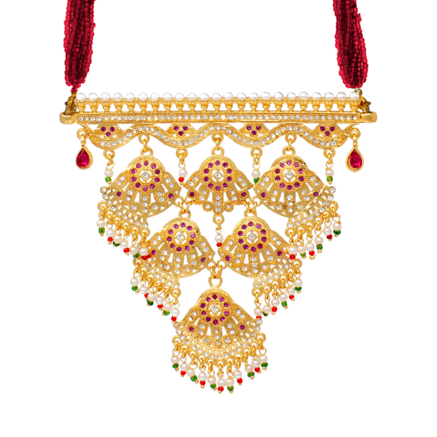 Beautifully Red Color Rajasthani Aad with Sitting Stones