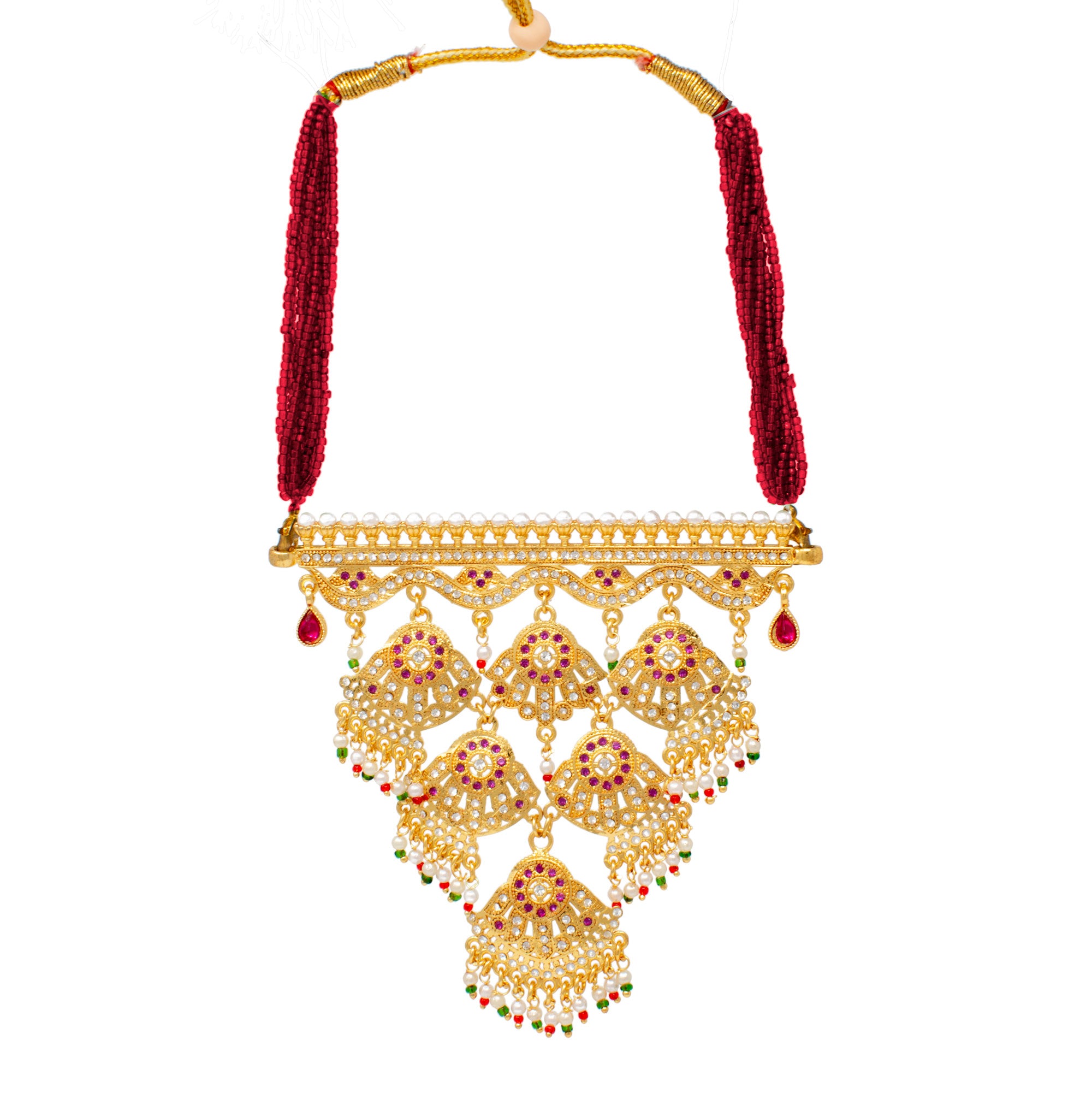 Beautifully Red Color Rajasthani Aad with Sitting Stones
