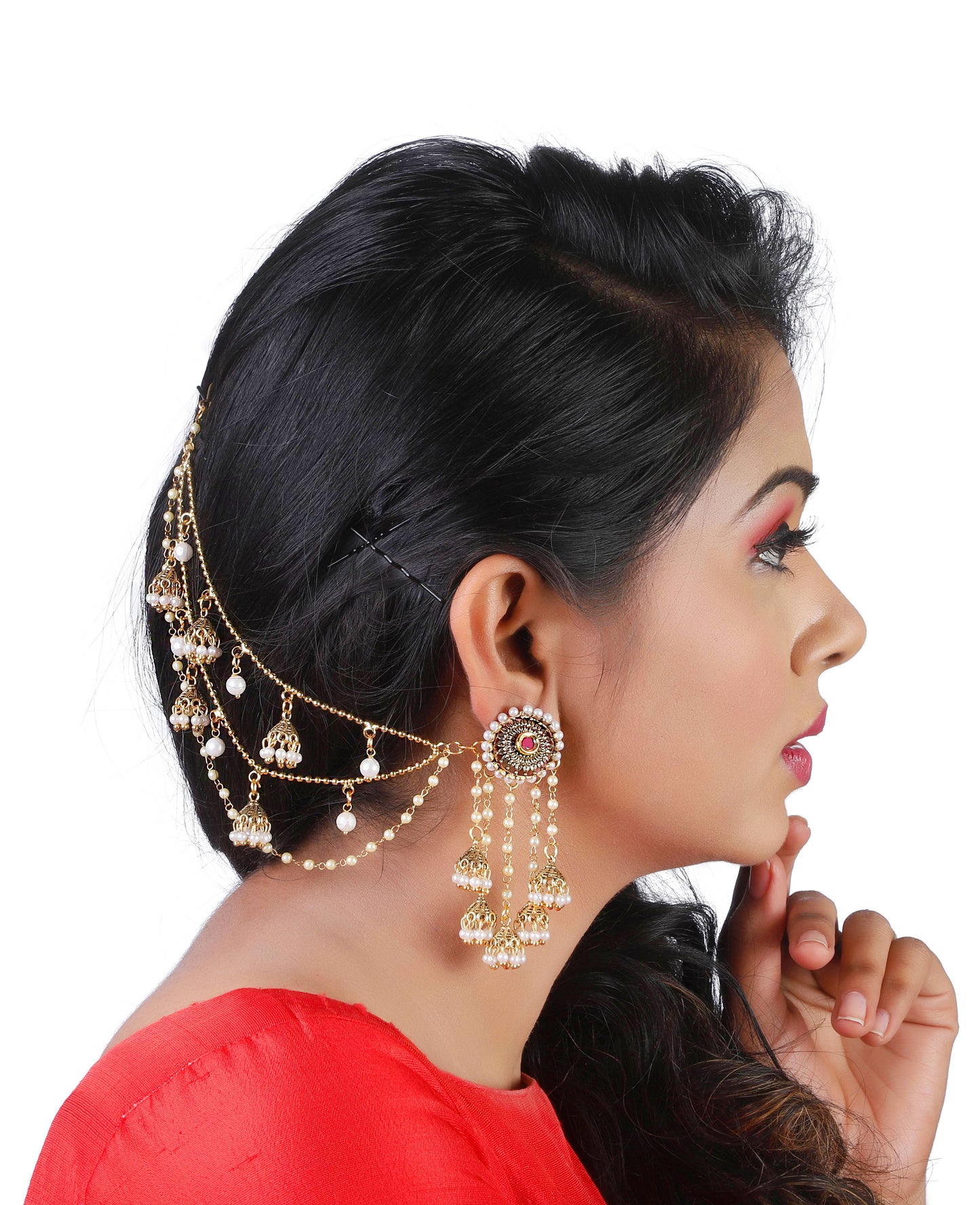 Fancy Bahubali Antique Long Chain Jhumki Earrings