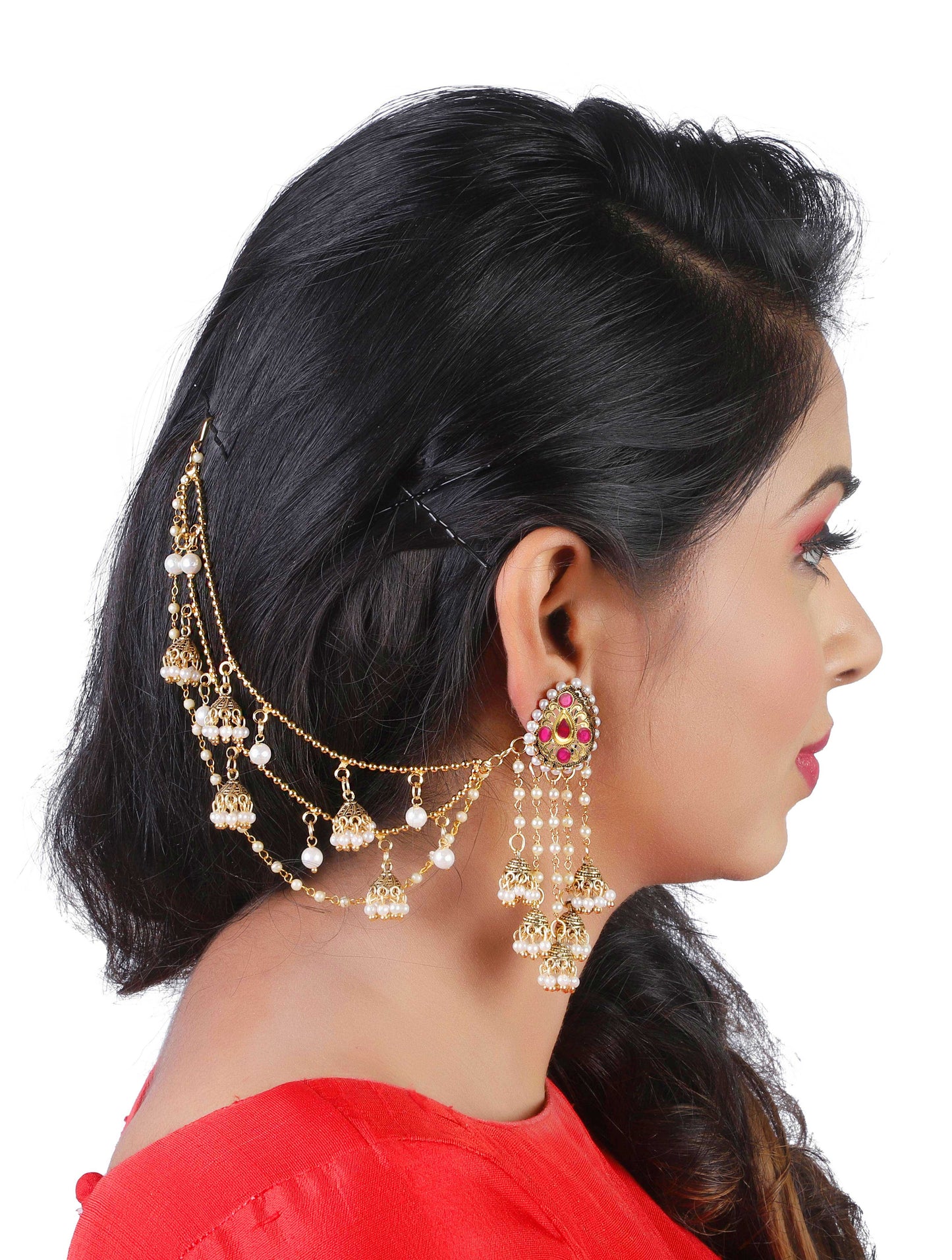 Fancy Bahubali Antique Long Chain Jhumki Earrings