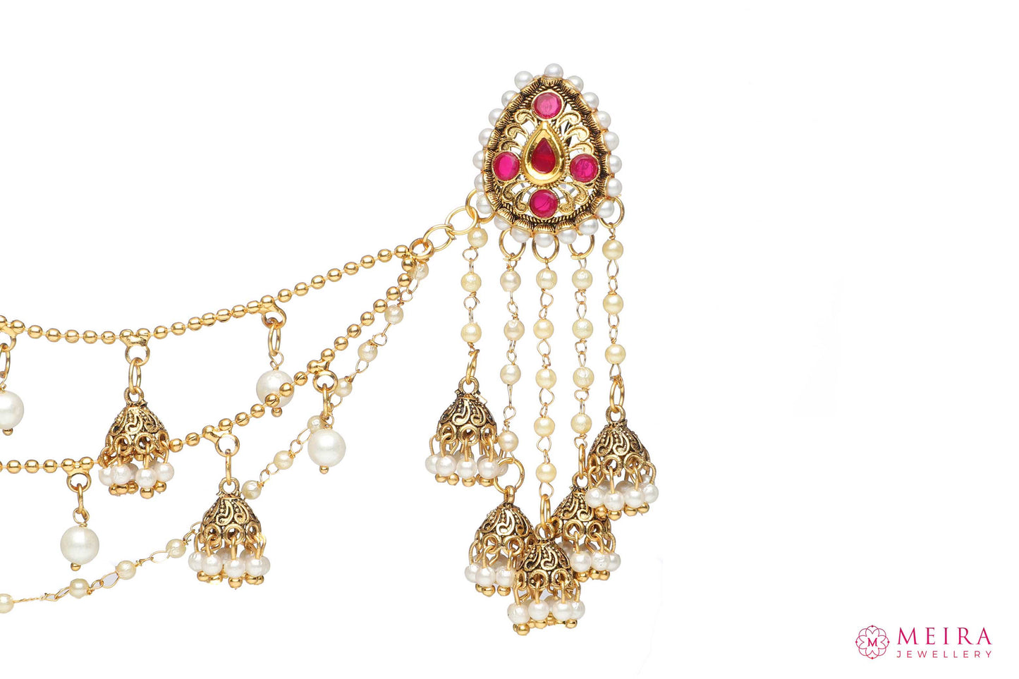 Fancy Bahubali Antique Long Chain Jhumki Earrings