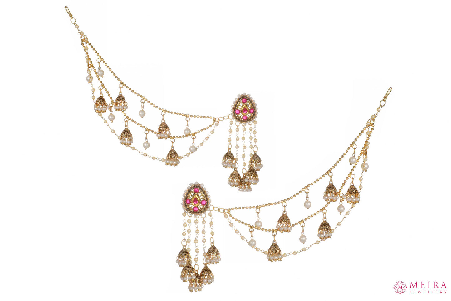 Fancy Bahubali Antique Long Chain Jhumki Earrings