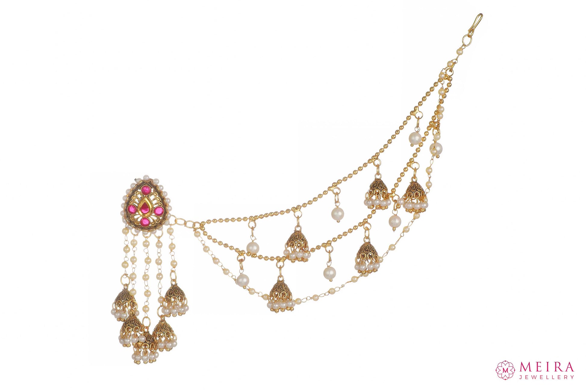 Fancy Bahubali Antique Long Chain Jhumki Earrings