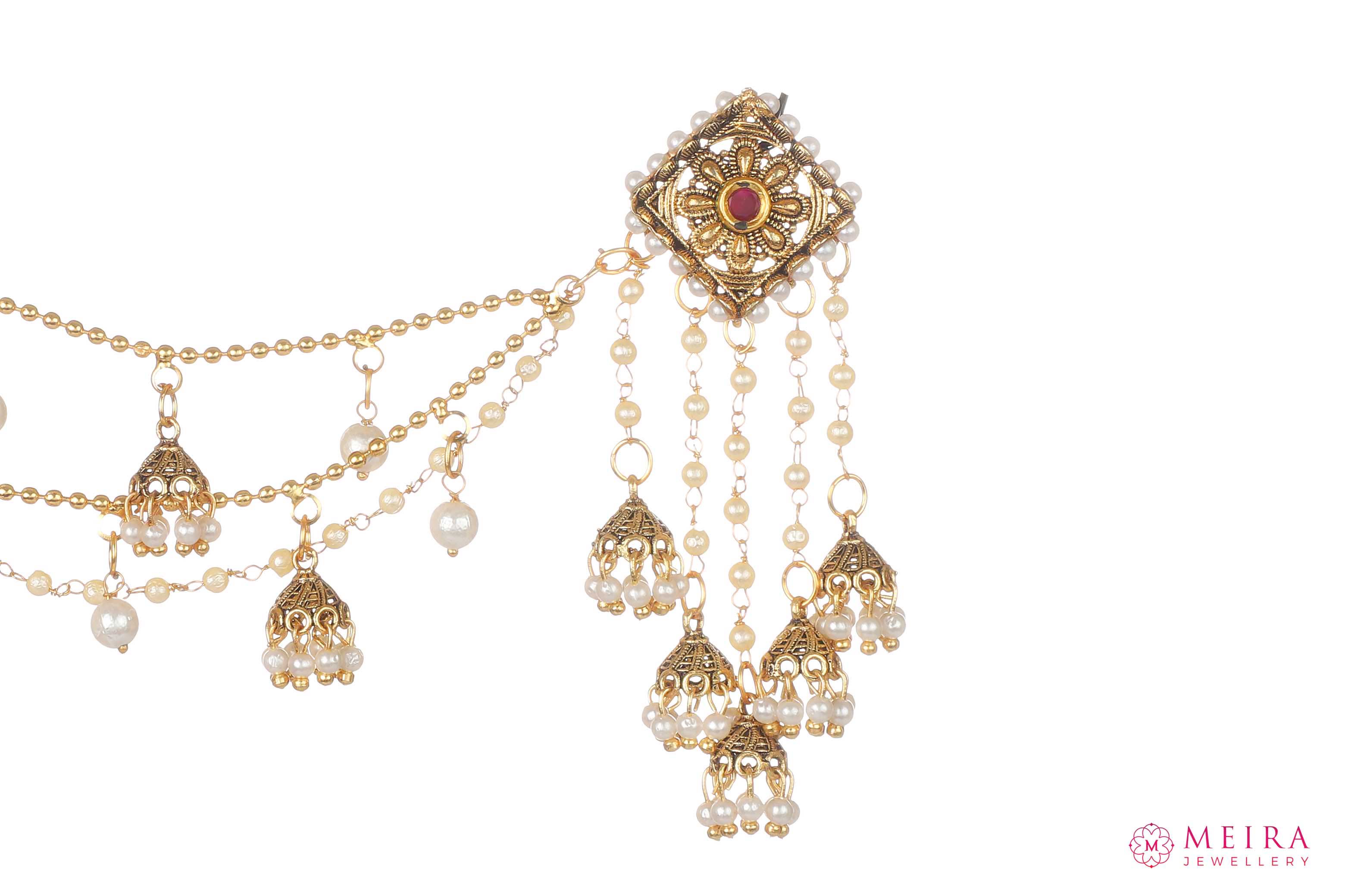 Fancy Bahubali Antique Long Chain Jhumki Earrings