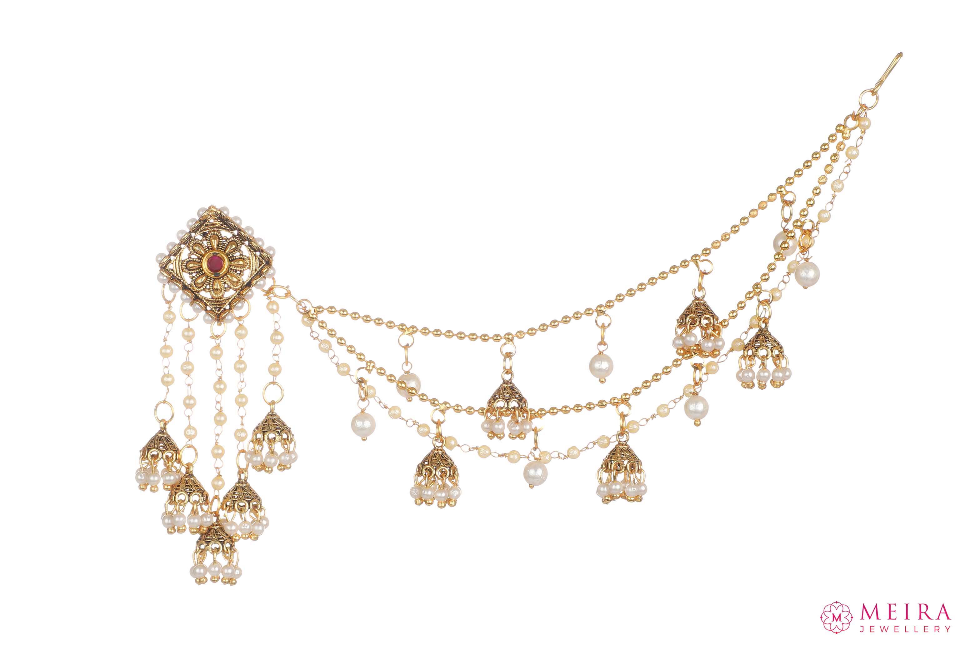 Fancy Bahubali Antique Long Chain Jhumki Earrings