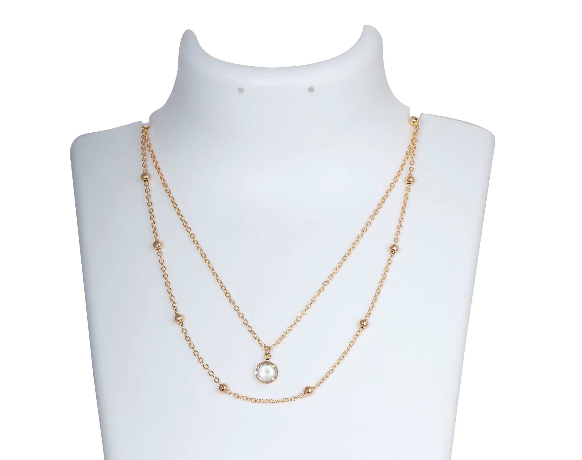 Rose Gold-Toned Two-Layered Chain Necklace