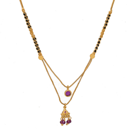 Stylish Gold Plated pink color Mangalsutra