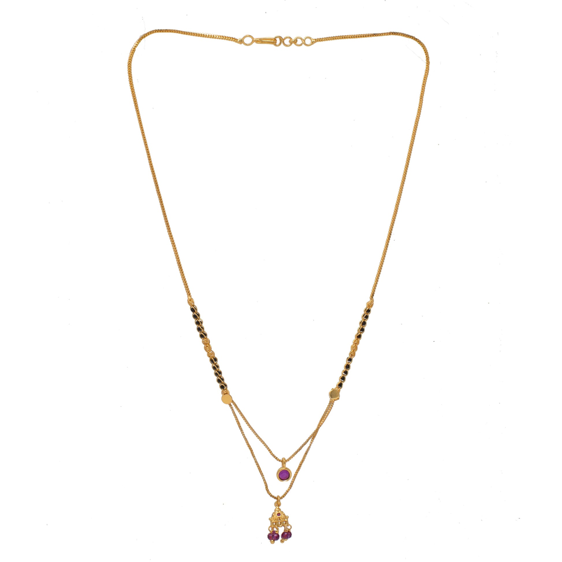 Stylish Gold Plated pink color Mangalsutra