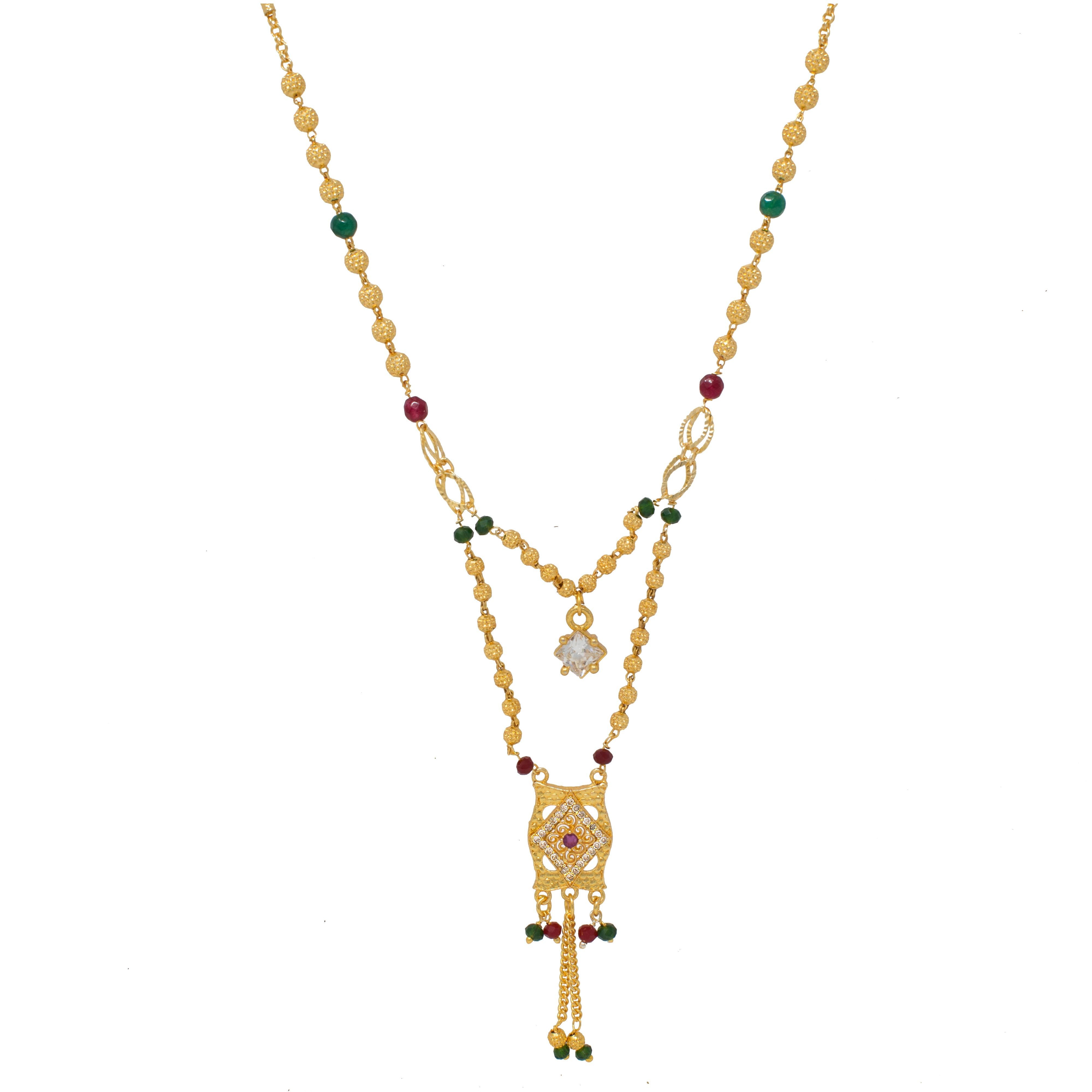 Trendy Gold Plated Dual Pendal With Stylish Chain Nekclace