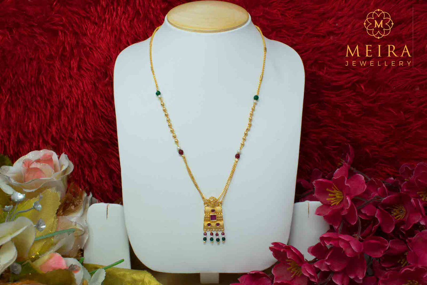 Elegant Gold Plated Two Step Chain Necklace