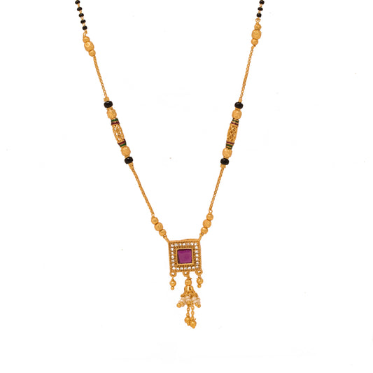 Eye-catchy Gold Plated Square Shape Pendant Mangalsutra