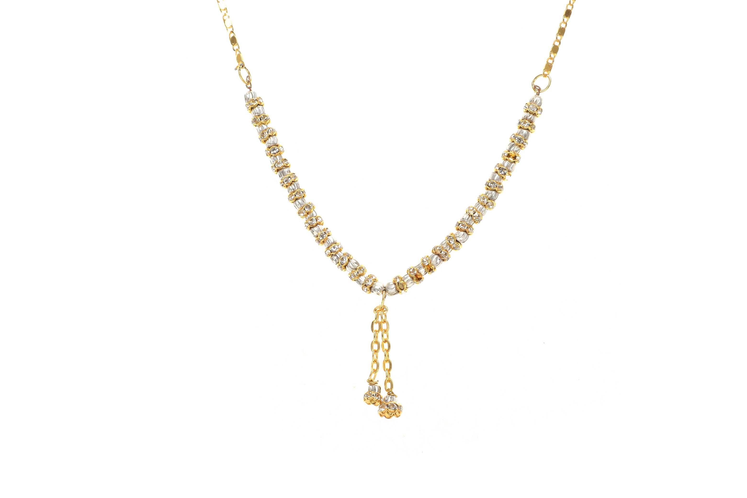 Indian Jewellery from Meira Jewellery:,Trendy Golden Chain Necklace MJ-DOK-HD-071BG