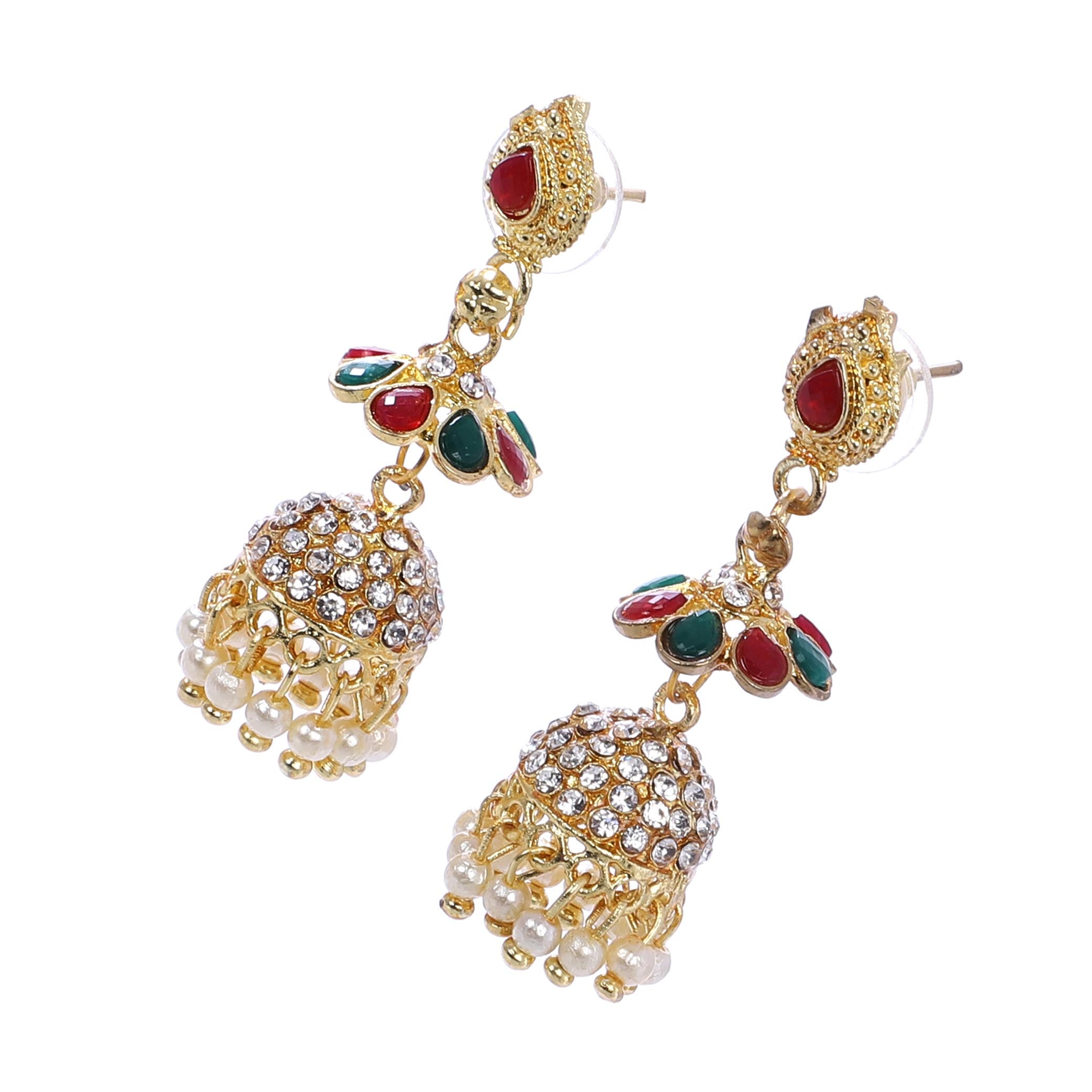 Indian Jewellery from Meira Jewellery:Earrings,Trendy Oxodised Pearl Full Stone design Jhumki