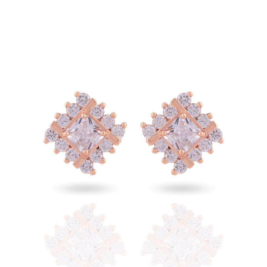 Meira Jewellery CZ & AD Studded Delicate Square Studs for Women & Girls