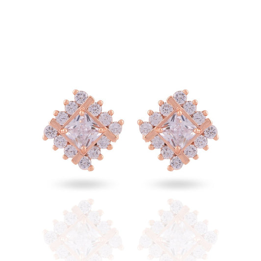 Meira Jewellery CZ & AD Studded Delicate Square Studs for Women & Girls