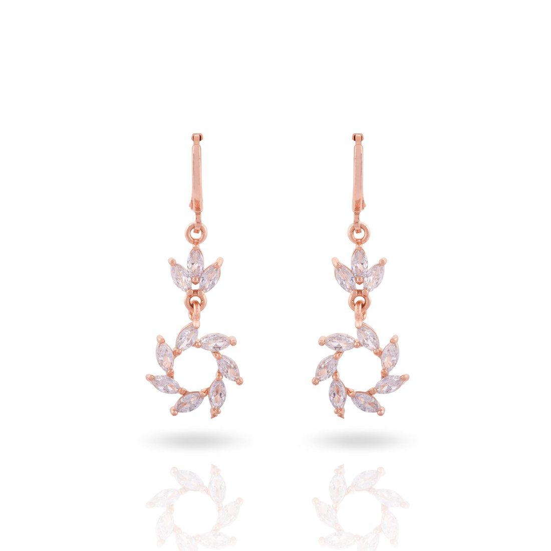 Meira Jewellery CZ Studded Dangle Drop Hoop Earring for Women & Girls