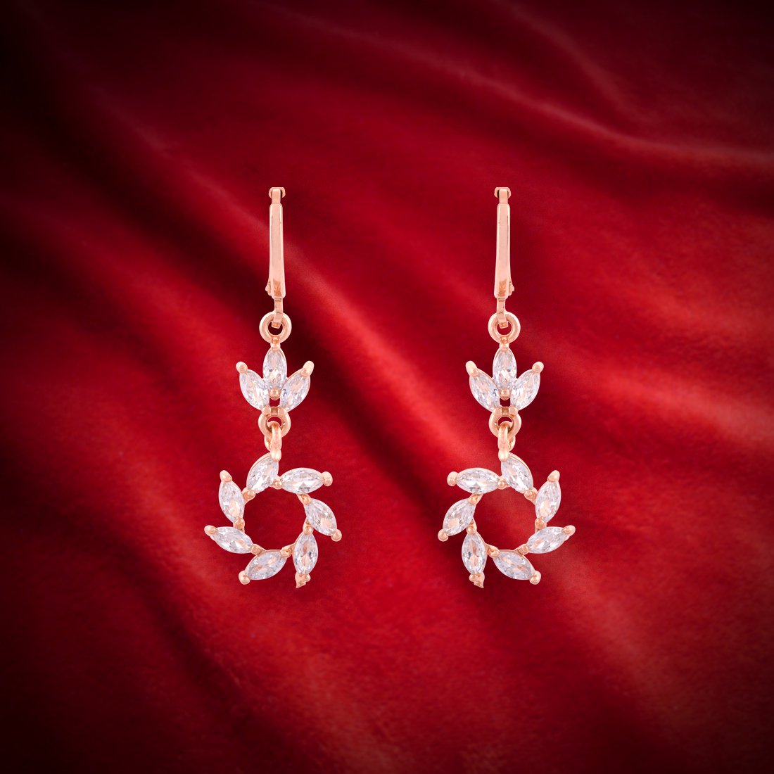 Meira Jewellery CZ Studded Dangle Drop Hoop Earring for Women & Girls