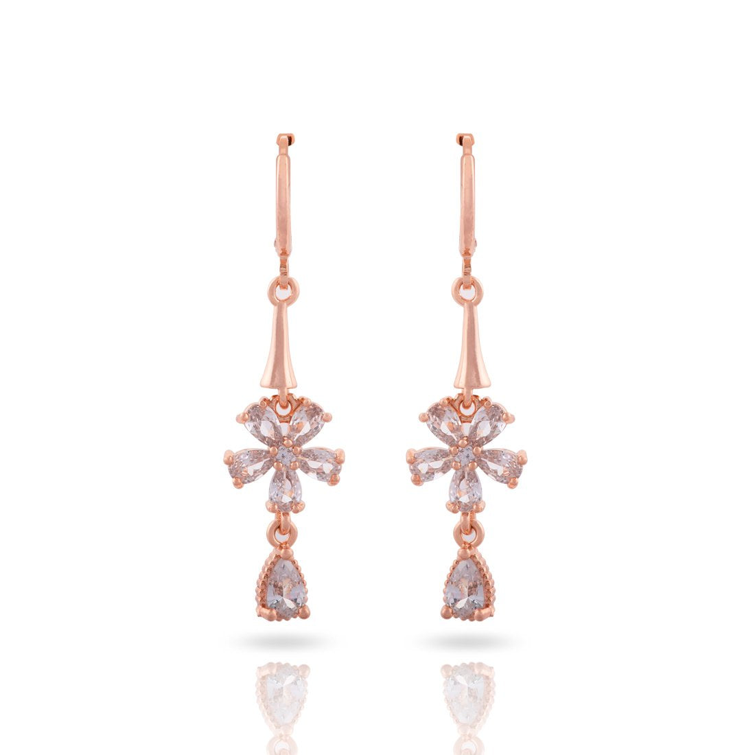 Meira Jewellery CZ Studded Floral Hoop Earring for Women & Girls