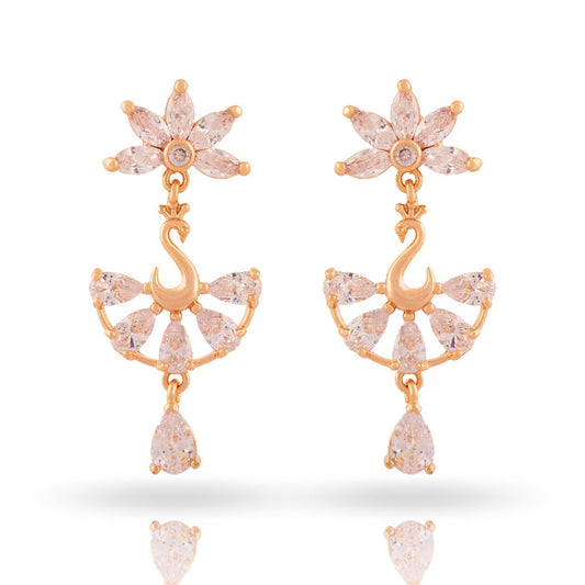 Meira Jewellery CZ Studded Peacock Earring for Women & Girls