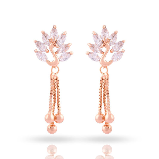 Meira Jewellery CZ Studded Peacock Earring with tassels for Women & Girls