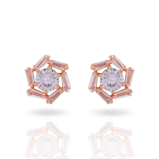 Meira Jewellery Glass Stone Rose Design Studs for Women & Girls