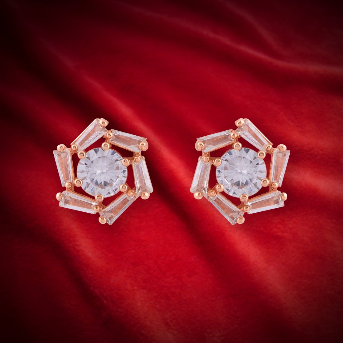 Meira Jewellery Glass Stone Rose Design Studs for Women & Girls