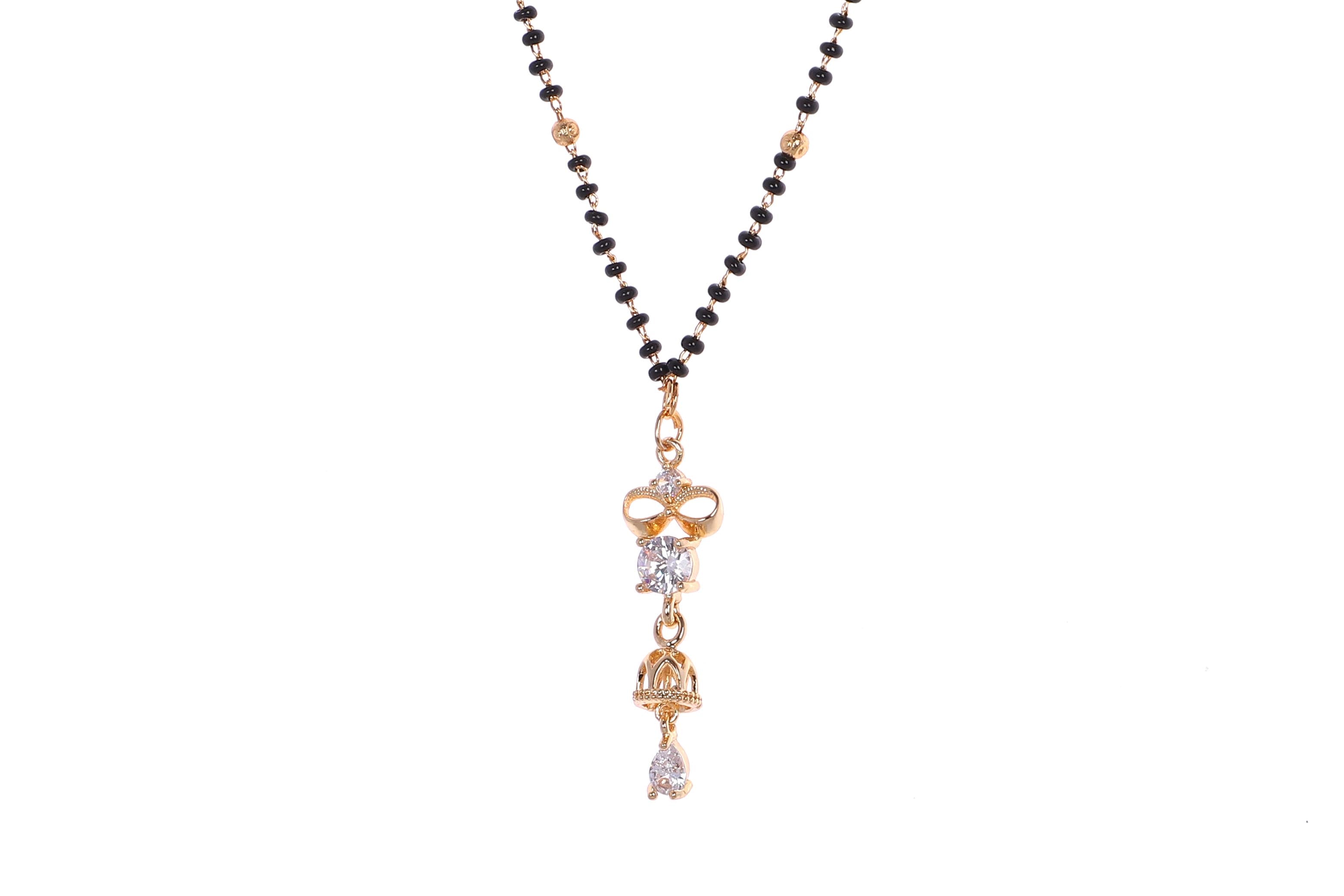 Meira Jewellery AD studded Mangalsutra with iching pendal & Latkan in Rose Gold