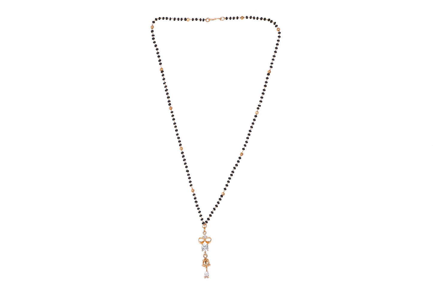 Indian Jewellery from Meira Jewellery:Mangalsutra,Meira Jewellery AD studded Mangalsutra with iching pendal & Latkan in Rose Gold