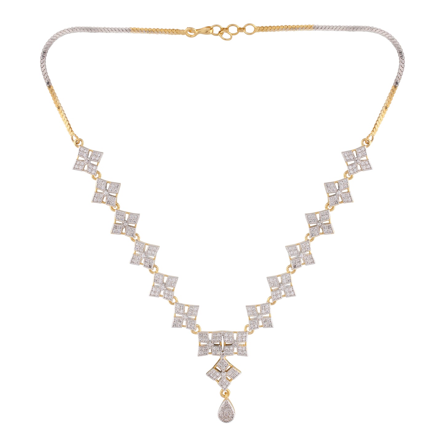 AMERICAN DIAMOND NECKLACE SET WITH MATCHING EARRING FOR WOMEN