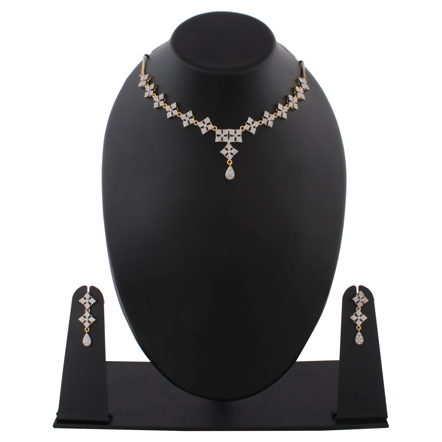 AMERICAN DIAMOND NECKLACE SET WITH MATCHING EARRING FOR WOMEN