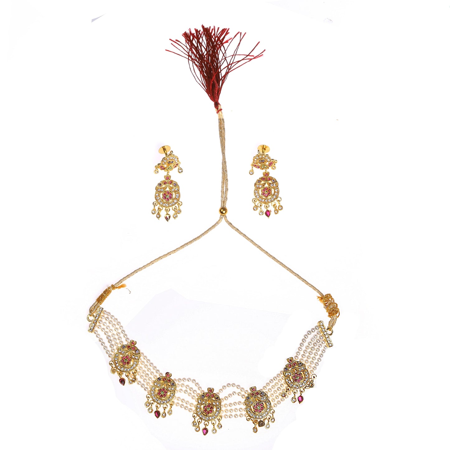 MEIRA JEWELLERY PEARL CHOKER SET RAJASTHANI STYLE WITH EARRING