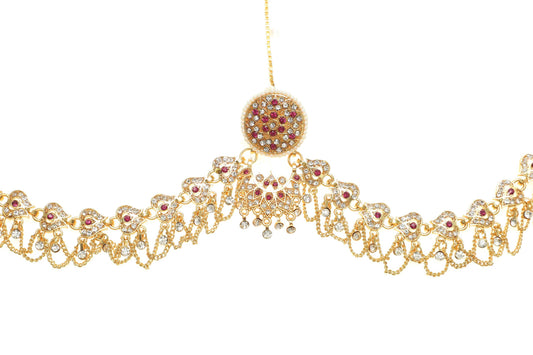 Marwadi Multy colored Gold Plated Rakhdi set with American Diamonds