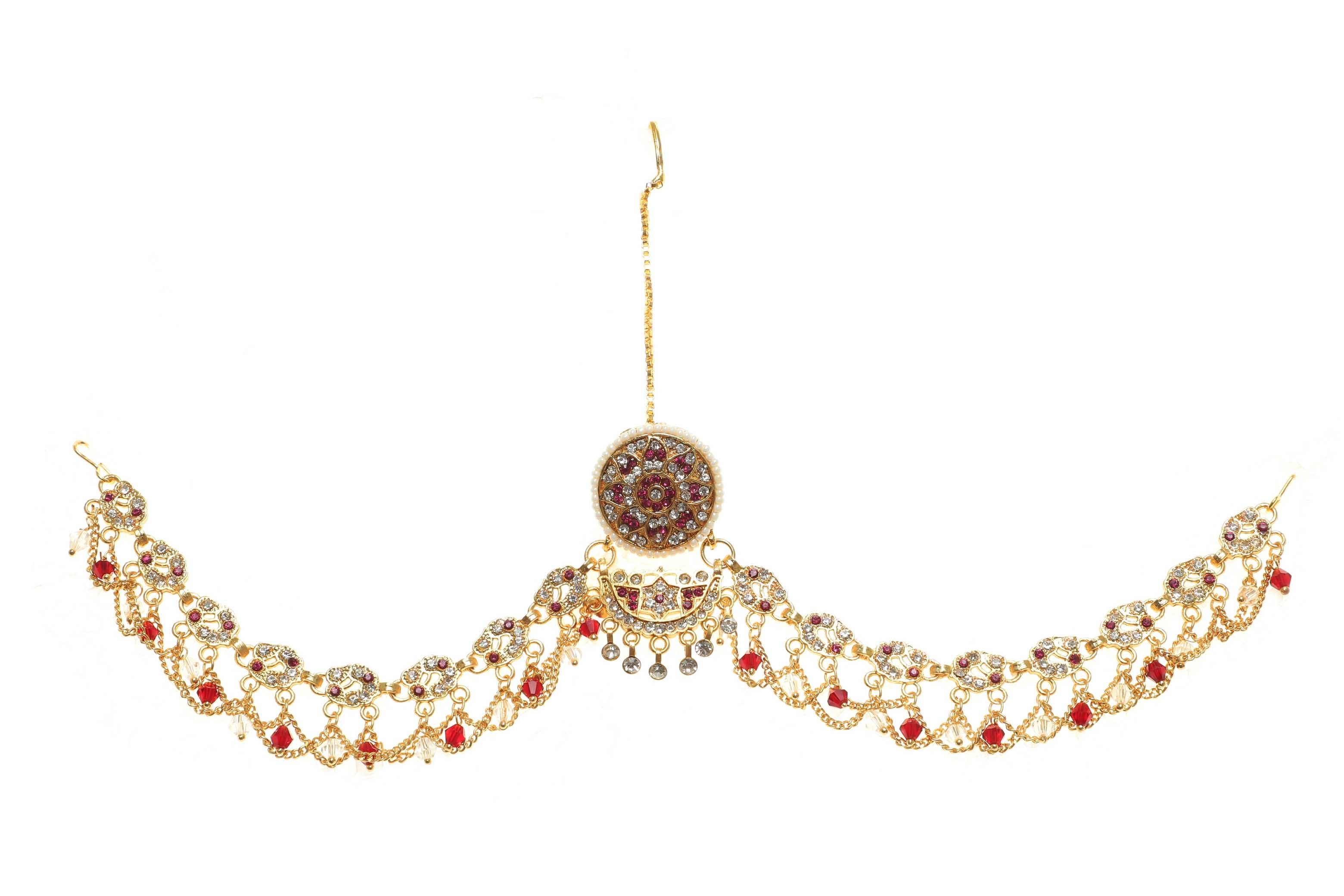 Indian Jewellery from Meira Jewellery:Rajasthani Jewellery,Traditional Rajasthani Multy colored Rakhdi Bor With AD Stones