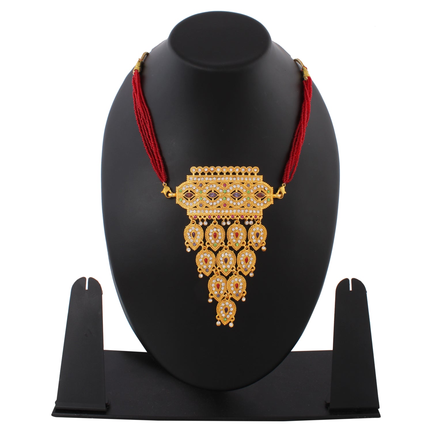 Indian Jewellery from Meira Jewellery:Rajasthani Jewellery,Rajasthani Rajputi Golden Aad with pear & marquise cut gems strand for Women