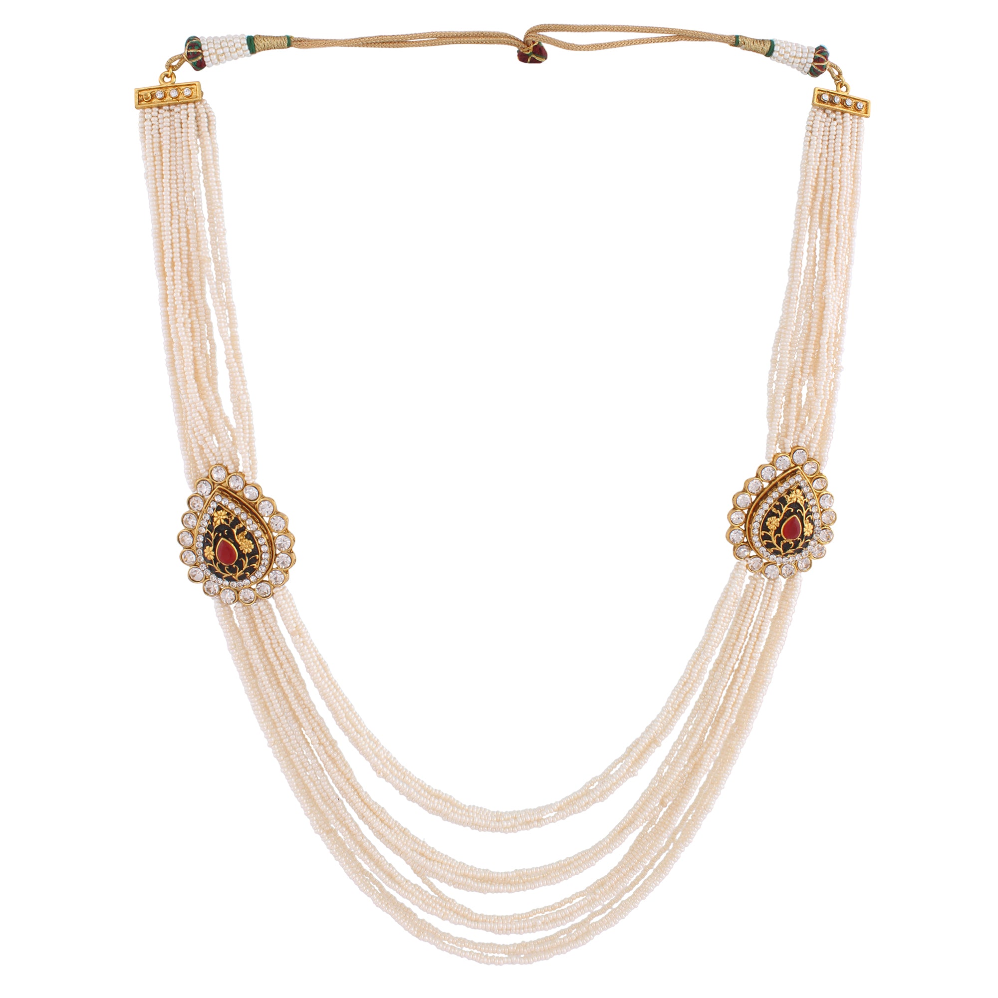 Indian Jewellery from Meira Jewellery:Necklace,PEARL SET WITH MATCHING EARRING FOR WOMEN